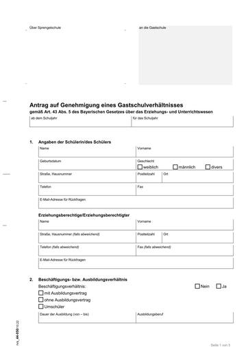 Gastschulantrag