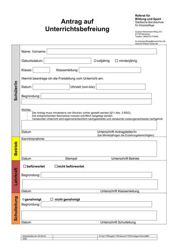 Befreiung vom Unterricht